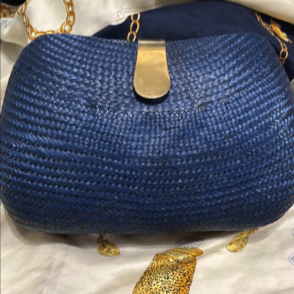 Elegant Blue Woven Handbag